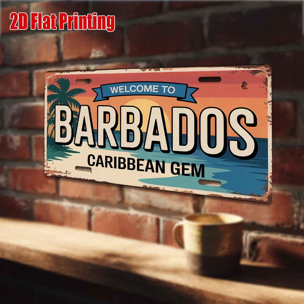 2D Flat - [Open ]2D Flat [2D Plane] 1 2D Plane Design Retro Metal Sign | Barbados Sign, for Decoration Only, Outdoor Wall Art, 1