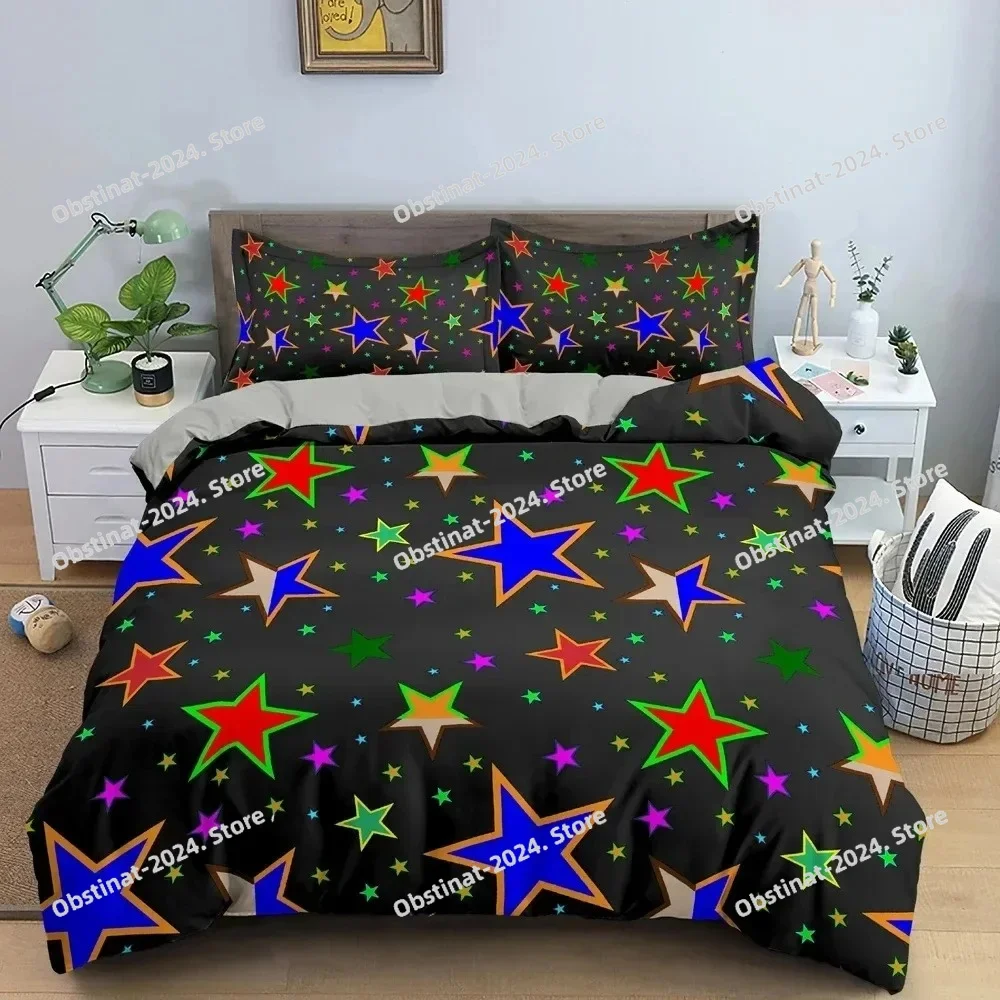 

New fashion Star Pattern Duvet Cover Colorful Stars Print Quilt Covers For Bedroom Single Twin Queen King Bedding Set Home Decor