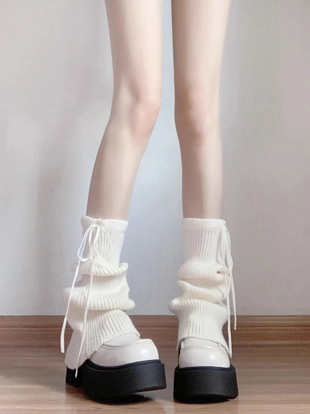  Knot Leg Warmers Women's Micro Flared Knitted Sock Covers Autumn Winter Snow Boots Leggings Trousers Mid-Calf Socks