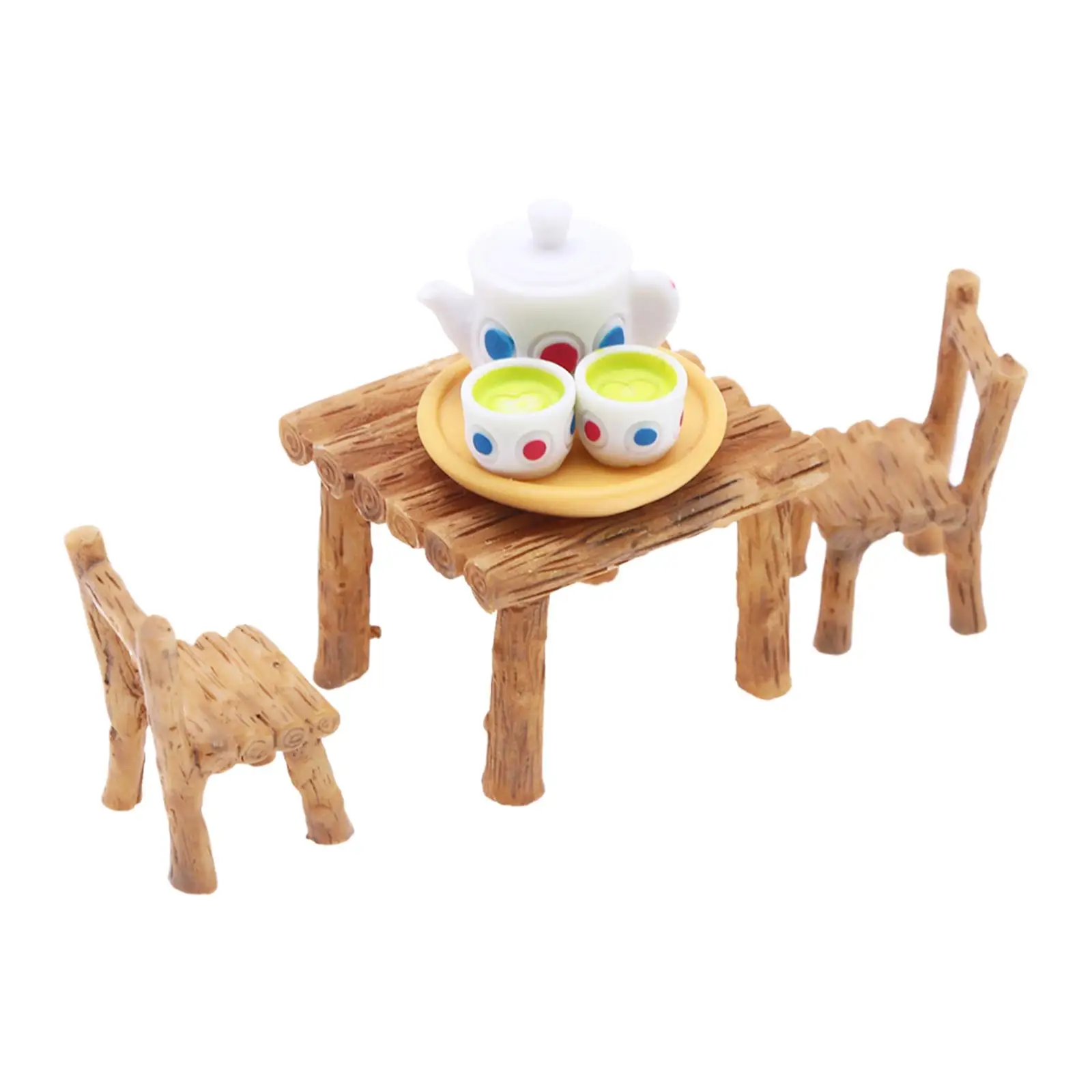 Juego de mesa y silla de casa de muñecas para niños, juegos de simulación para escena DIY