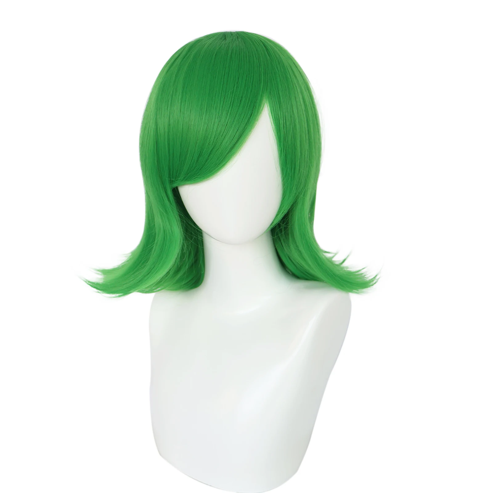 Green wavy flip cosplay wig, heat-resistant synthetic fiber top simulation scalp design, breathable inner mesh, for Halloween