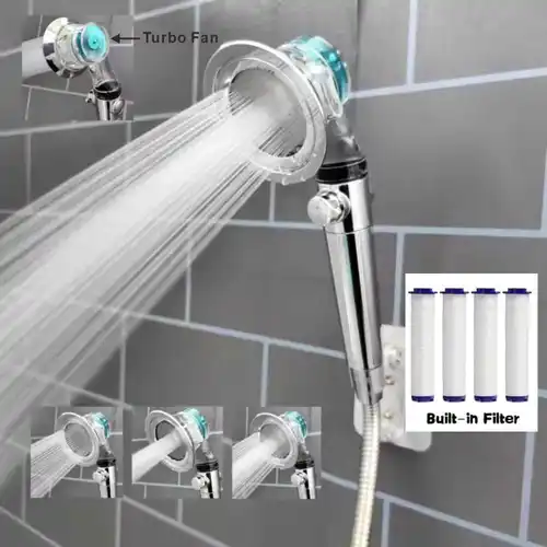 터보 선풍기 샤워헤드 고압 절수 스프레이, 조절 가능한 샤워 헤드 필터, 욕실 액세서리, 럭셔리 디자인, 3 가지 모드 