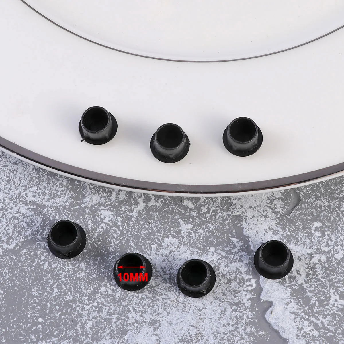100 Stück dekorative Schraubenabdeckungen für Scharnierplatten, 10 mm, Kunststoff, für Schrank, Schrank, Tür, keine Werkzeuge erforderlich, Schwarz