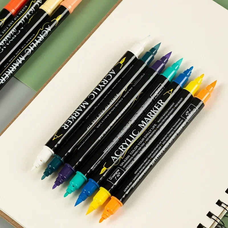 84/12 لون المزدوج رئيس قلم تحديد الاكريليك قلم طلاء اضافية غرامة/فرشاة تلميح الخط الكتابة على الجدران مانغا لوازم الفن القرطاسية #6