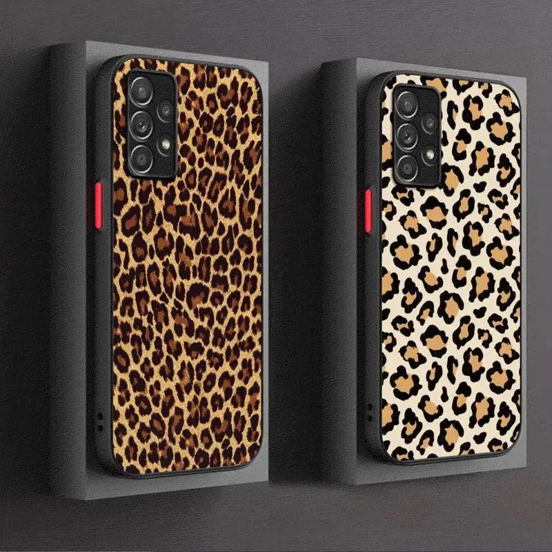 Ins Creative Leopard Print Phone Case for Samsung Galaxy A12 A13 A14 A22 A23 A24 A32 A33 A34 A52 A53 A54 A72 A73 5G Matte Cover