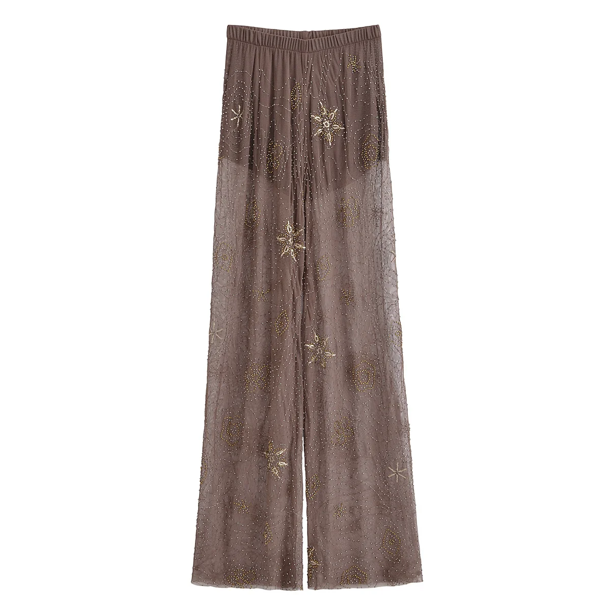 

UNIZERA Women's Tailored Pants with Beads and Beads Decorative Translucent Gaul Middle Waist Style Summer New Pants