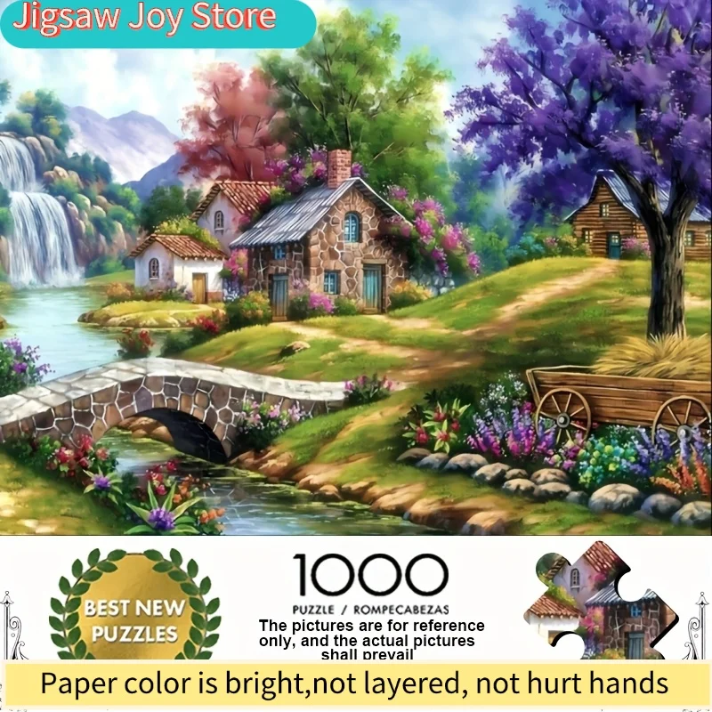 

A Box of A Miniature House Under The Purple Tree Puzzles for Adults with Wildflower And Book Designs - Scratch-Resistant, Chal