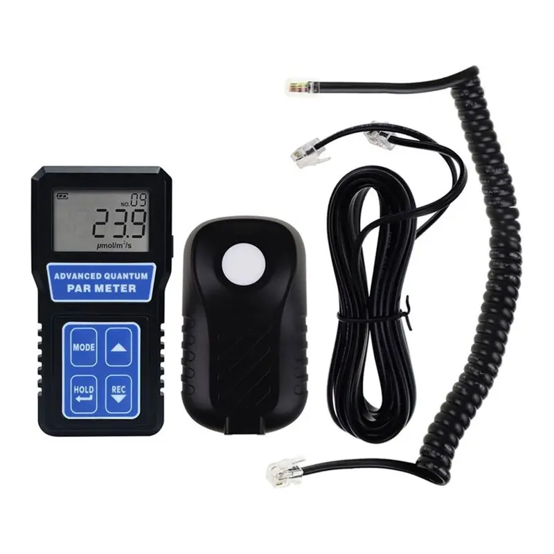 ABWZ-PAR Meter Digital Split Type Light Flux Meter Sensor Harness Kit Spectrometer PAR-380 LCD Display 400-700Nm Wavelength