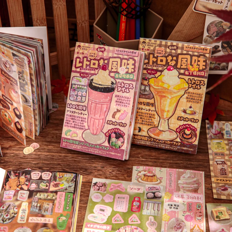 30 Stück japanische Vintage-Scrapbook-Aufkleber, DIY kreative handgemachte Dekorationen