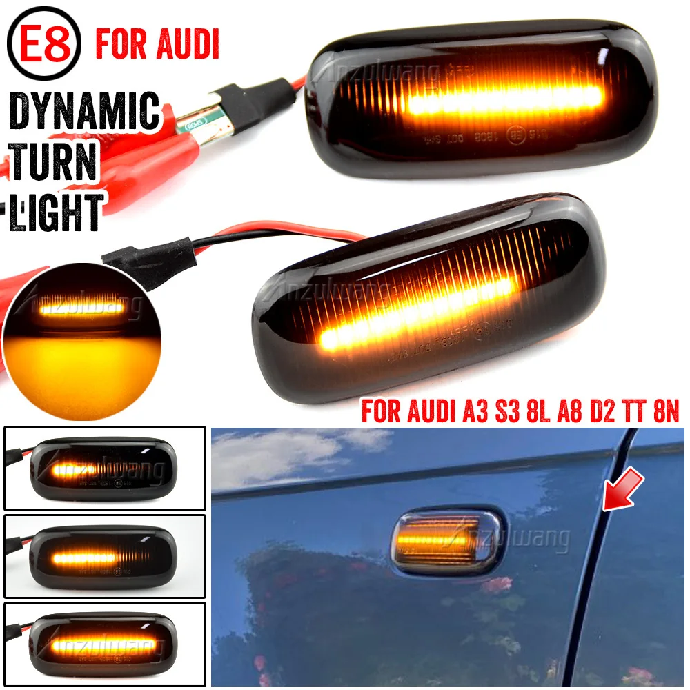 2pcs For Audi A3 8L LED Dynamic Side Marker Light Turn Signal Light Indicator auto parts