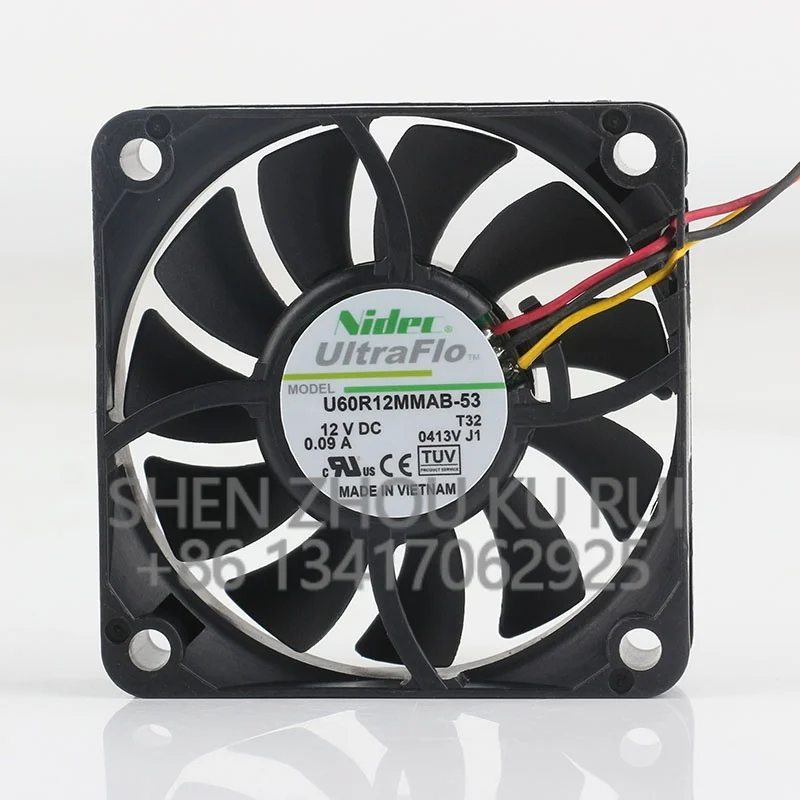 Original Nidec U60R12MMAB-53 5V 24V 48V AC EC 6015 60X60X15MM 6CM Silent CPU case Inverter Three-wire Cooling fan DC 12V 0.09A