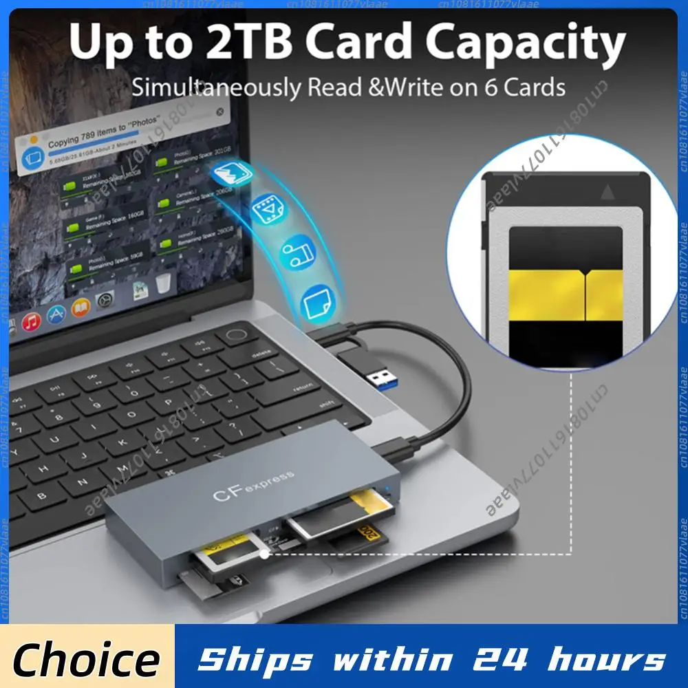 

Мультикардридер 6-в-1 для карт CFexpress Type B/CF/XD/MS/SD/TF, 10 Гбит/с, с кабелем, для Windows XP OS