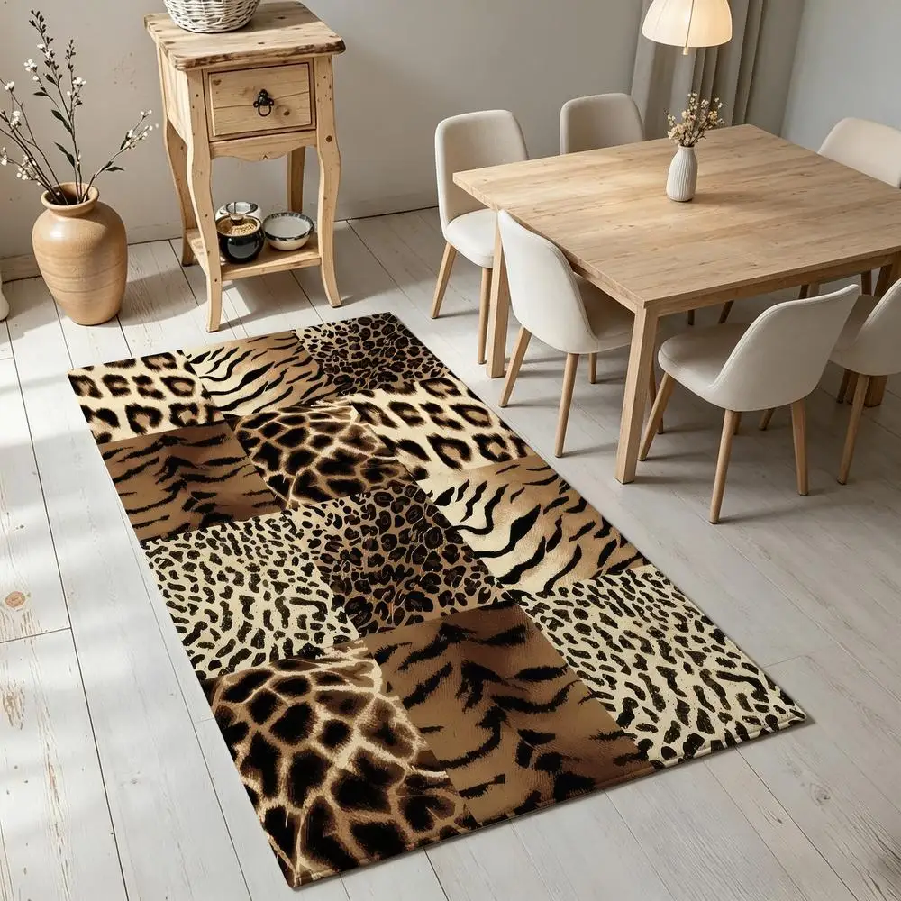 2D 1 Piece Animal Print Soft Comfortable Easy to Care Machine Washable Indoor Carpet Suitable for Under Dining Table Living Room Bedroom Entryway Hallway Rustic Style Home Decor