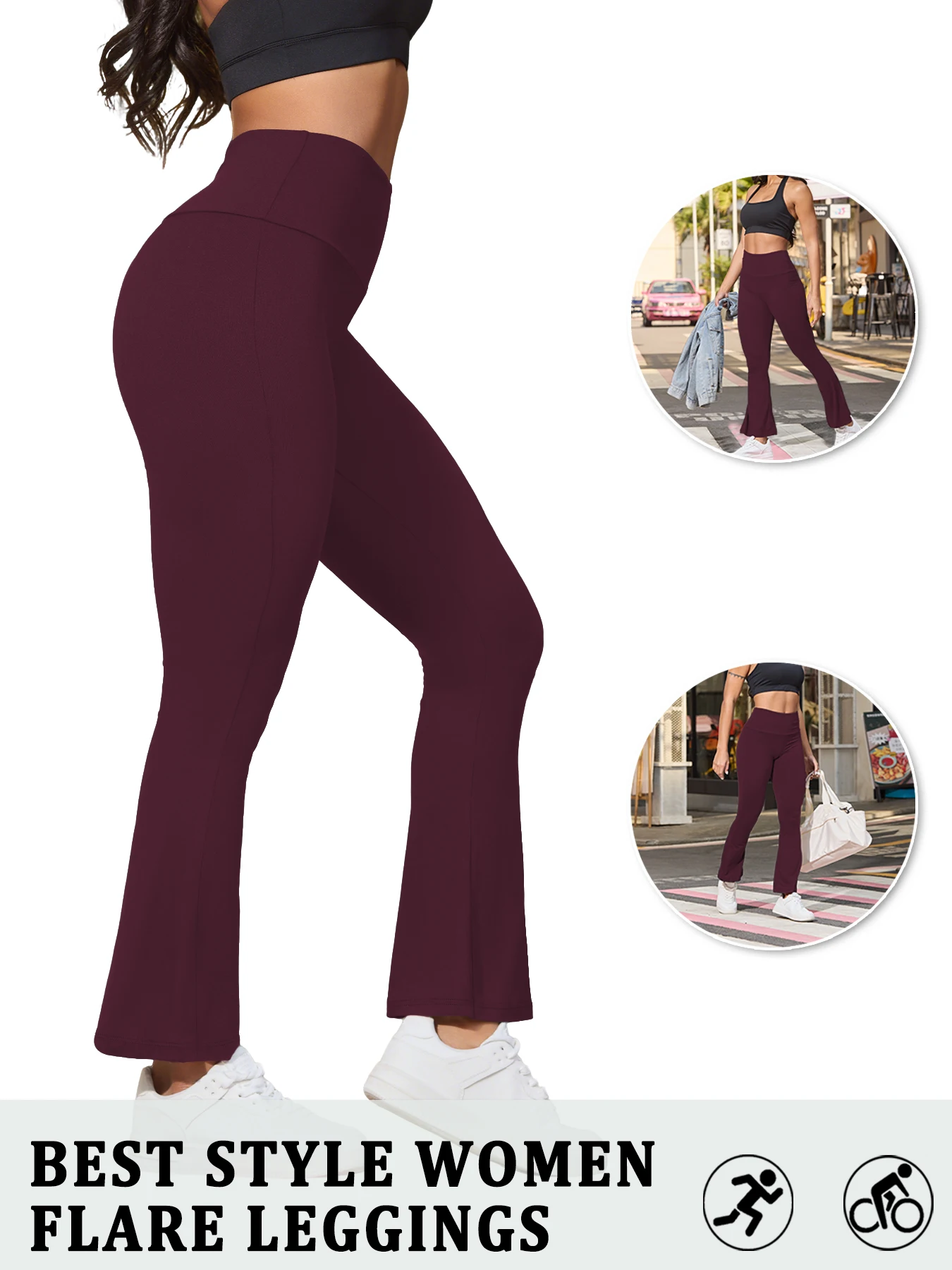 

Женские расклешенные брюки для йоги больших размеров с завышенной талией и приталенными бедрами. Отлично подходит для аэробики и отдыха.