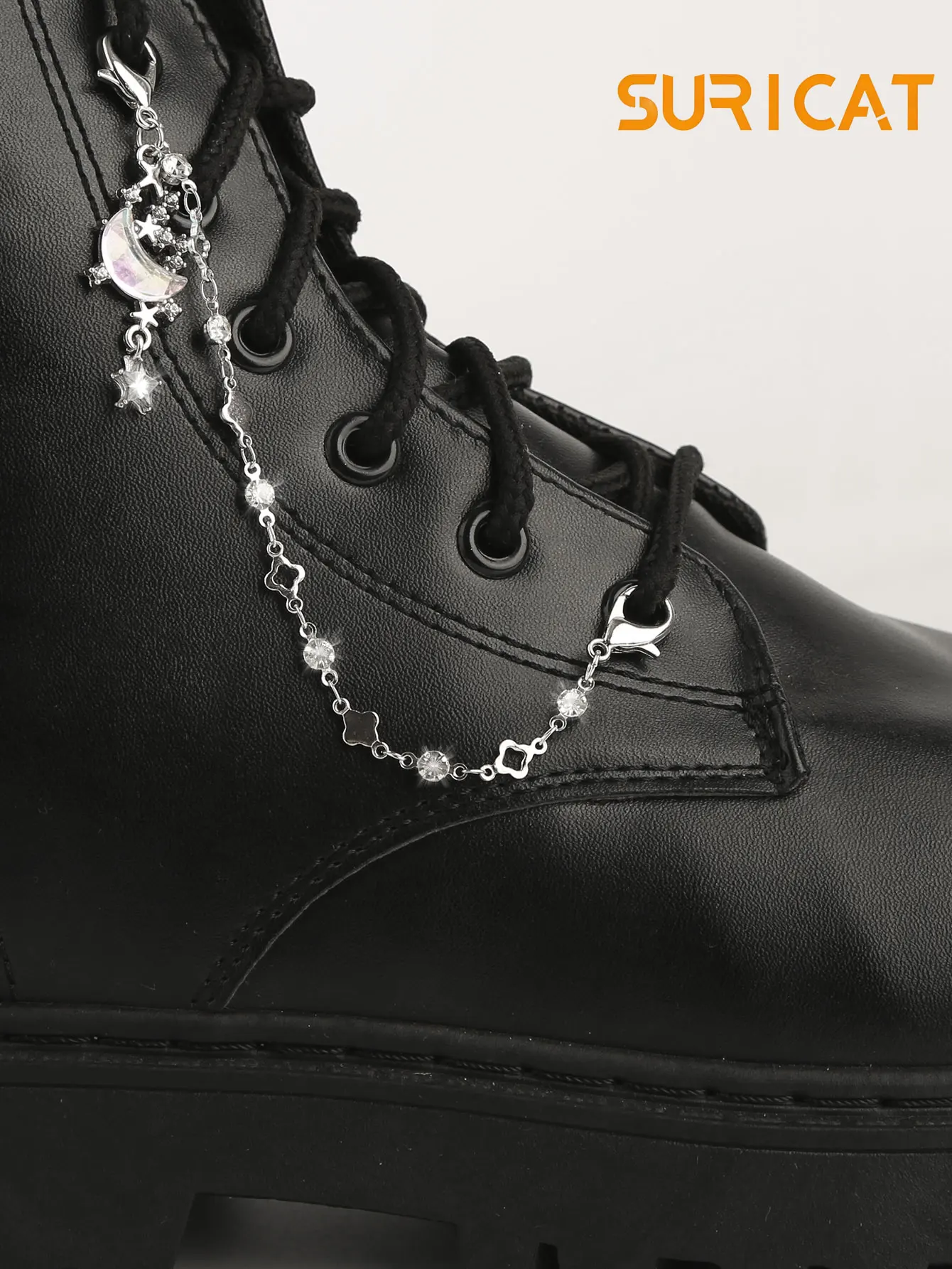 Lucky Four-Leaf Clover with Diamond Hollow Chain Design Shoe Decoration, Y2K Boot Shoe Accessories, Detachable Shoelace Chain, Winter Shoes, Snow Boots, Casual Shoes, DIY Shoe Decoration, Multifunctional Fashion Item, Elegant Women's Shoe Accessories, Party Gift