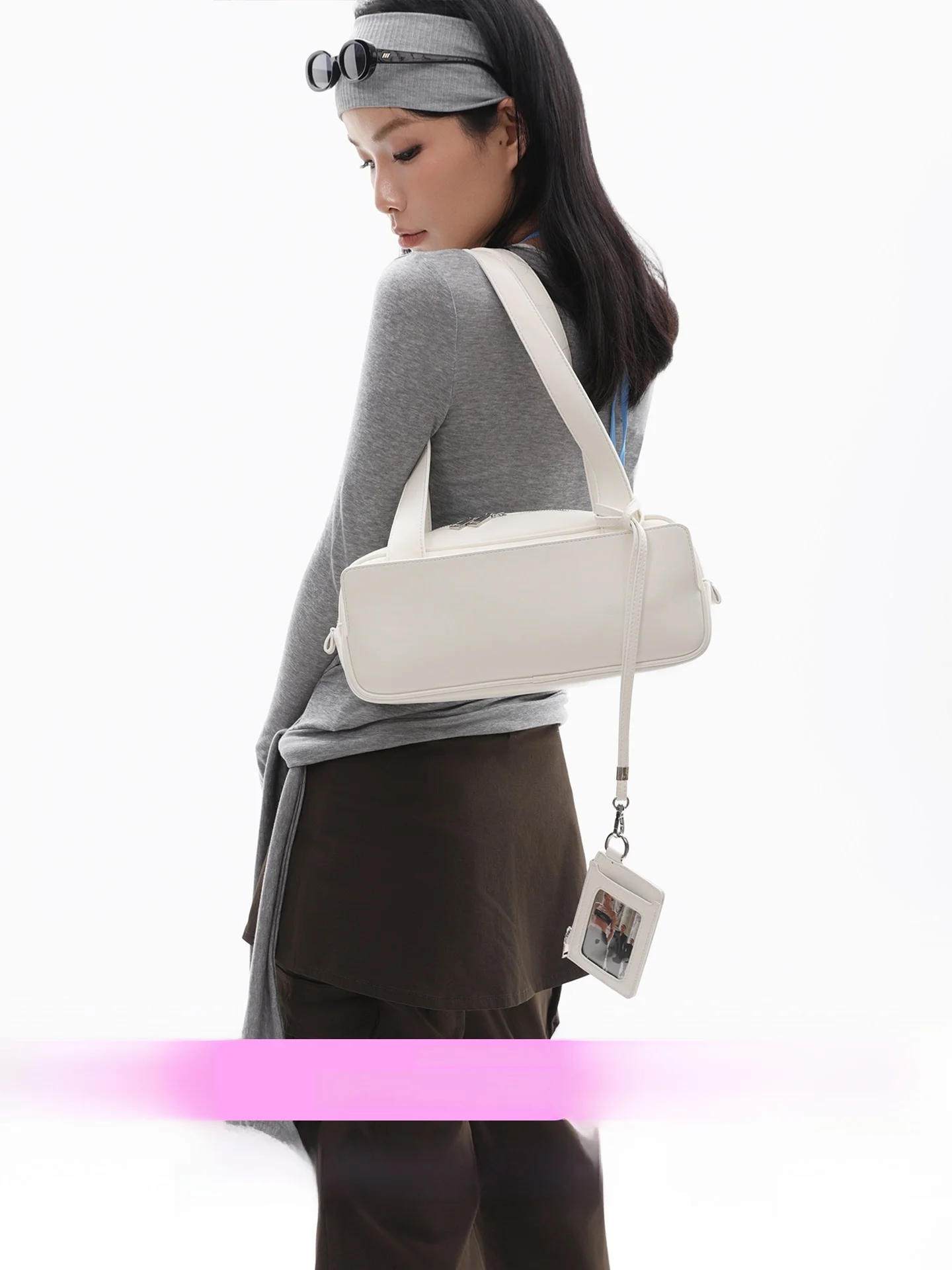 Original Cold Sensation Small Kangaroo Bag Boston Bag Pillow Square Bag Underarm Bag Fashion Trend Polyester  Double Strap