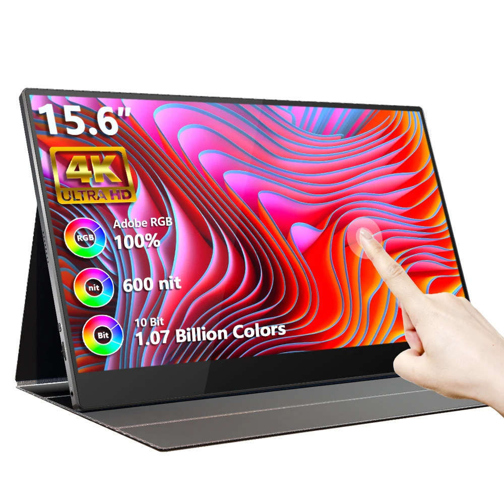 New 15.6 Inch 4K Built-in Battery 10000mAh 600 Brightness 100% Color Gamut Touch Screen USB Portable Gaming Monitor for Laptop