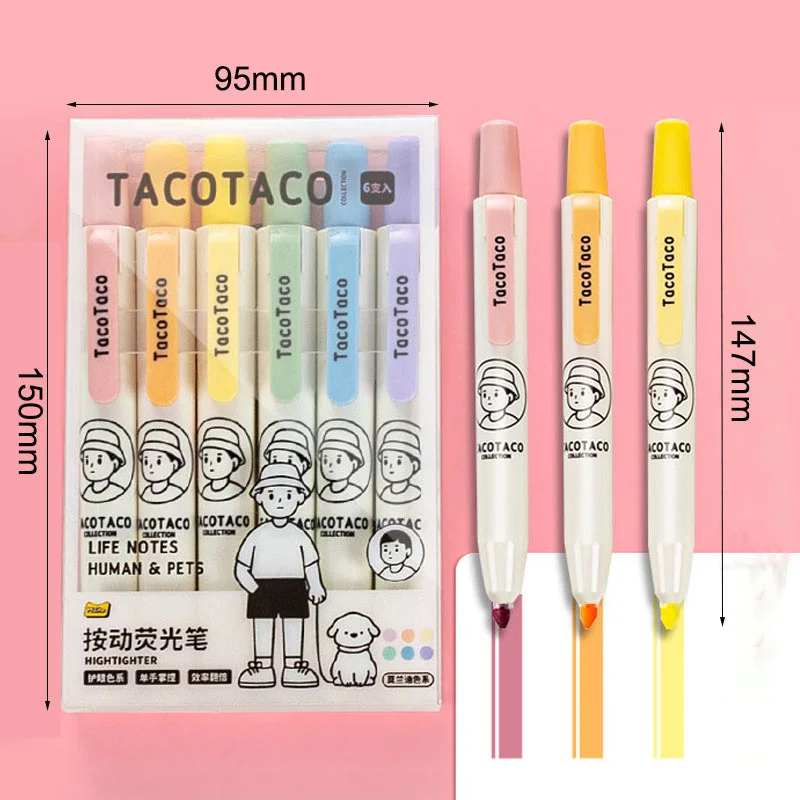 Push Action Text marker Morandi Farbe Retro Farbe Set von 6 Fehler markierung Text marker