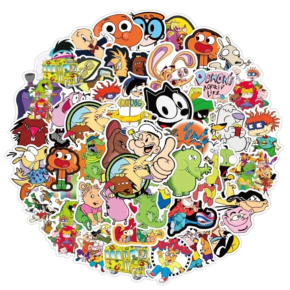 50PCS Classic Cartoon Stickers Graffiti Funny Anime Decals DIY Toy Laptop Phone Luggage Fridge Car Waterproof Kids Sticker Gifts