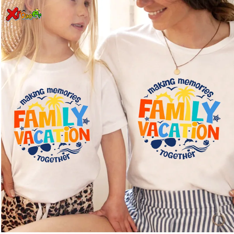 Family Vacation T Shirt 2024 Matching Family Outfits Family Trip Shirts Kids Party Clothes Family Look Mom and Daughter Matching