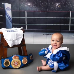 Robe de boxe com luvas e shorts para bebê recém-nascido, boxer, fotografia adereços para o aniversário do bebê Photoshoot