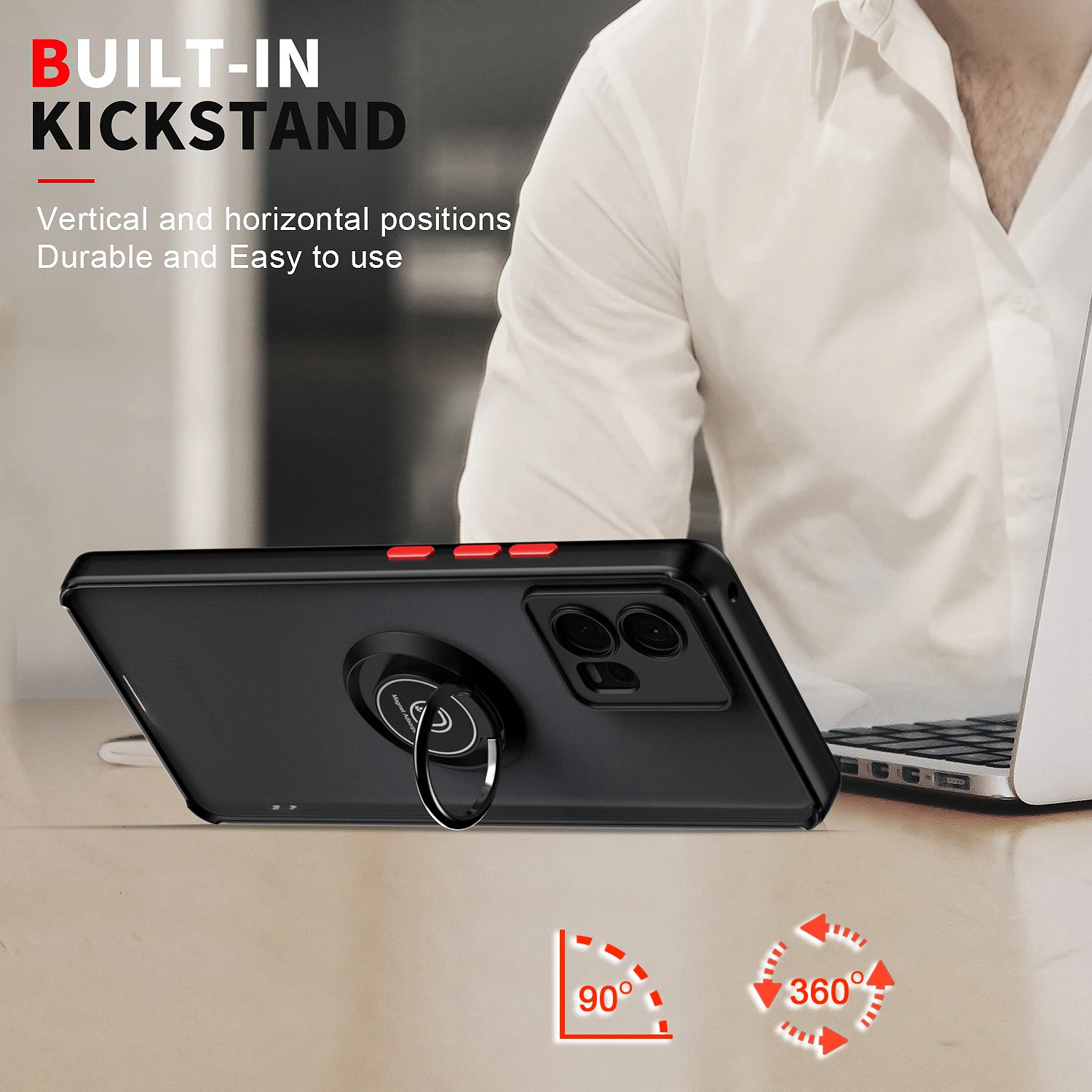 حافظة دعم مغناطيسية حافظة هاتف حامل مغناطيسي لهاتف موتورولا موتو إيدج 30 فيوجن غطاء مقاوم للصدمات 360 ° تدوير حلقة حالة قوس #5