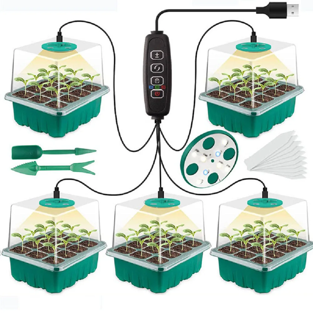 

Фитолампа для выращивания растений в помещении, полный спектр, подносы для семян с искусственным увеличением, 12 отверстий на поднос, лампа для выращивания в теплице и саду