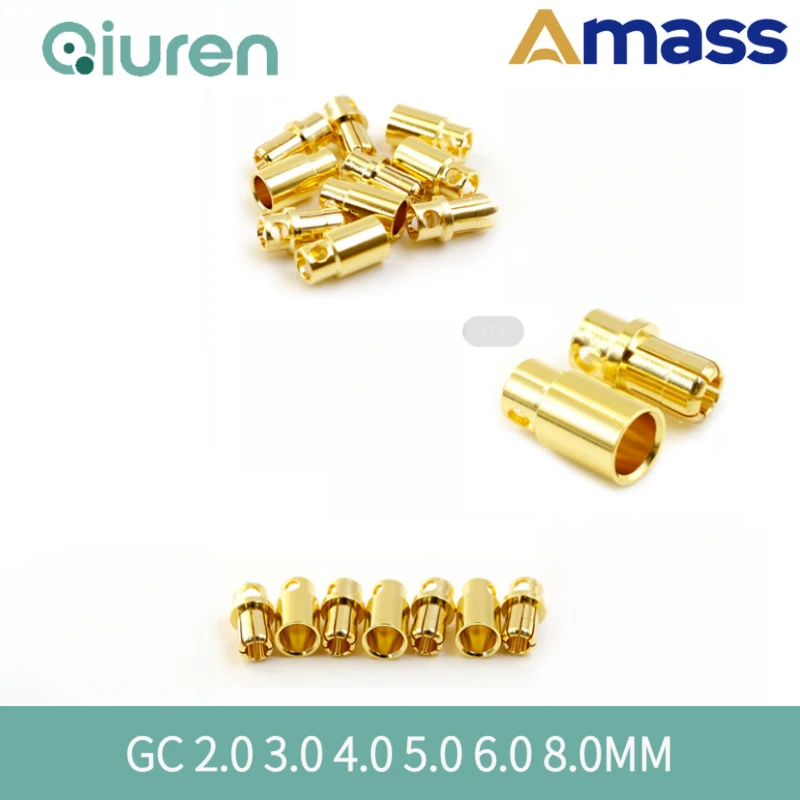 10PCS Original AMASS GC Series Banana Plugs: 2.0MM, 3.0MM, 4.0MM, 5.0MM, 6.0MM, 8.0MM
