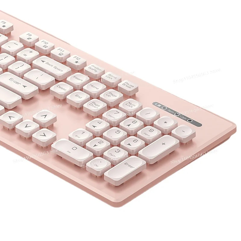 Wireless Quiet Cute Keyboard and Mouse Set, Office & Home Desktop Combo