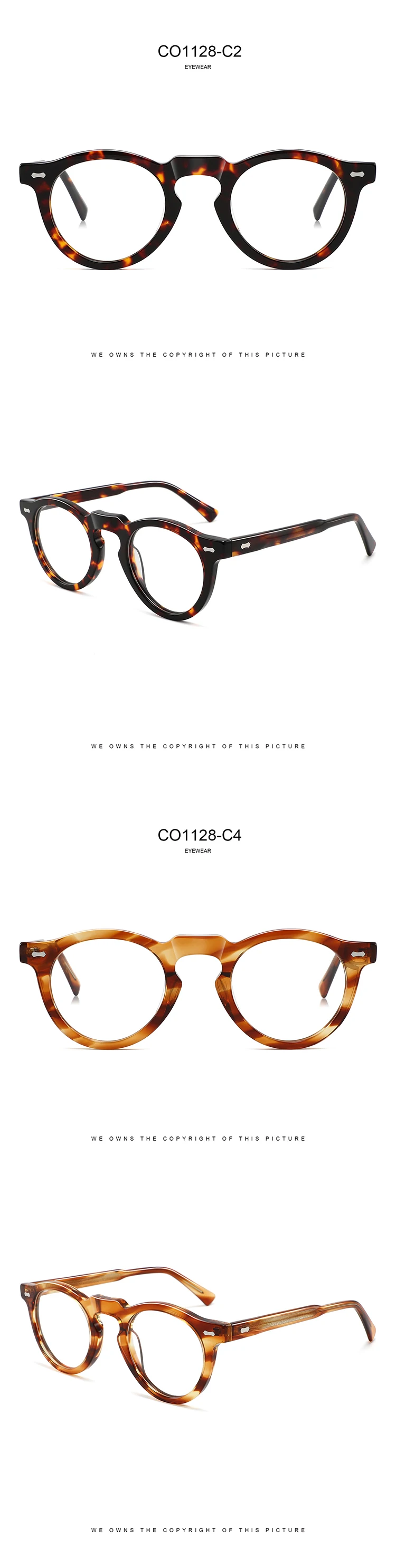 ALICIA Neue Luxus Acetat Brillen Mode Retro Runde Brillen Kleine Größe Spektakel Optische Verordnung Rahmen Mann Frau – Detail 6