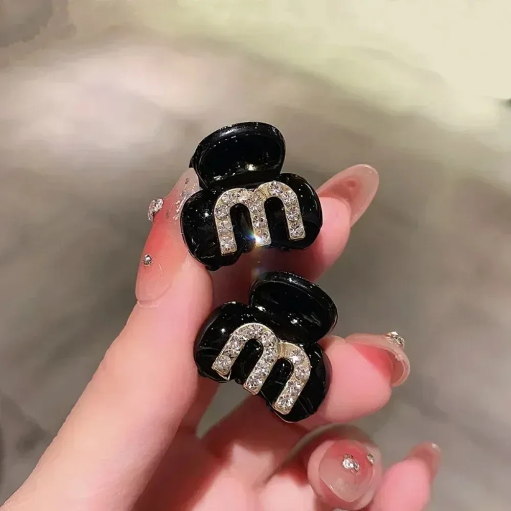 2pcs/set Women Fashion Acrylic Rhinestone Bangs Side Hair Clip Mini Forehead Headdress Hair Claw Grab for Girls Accessories
