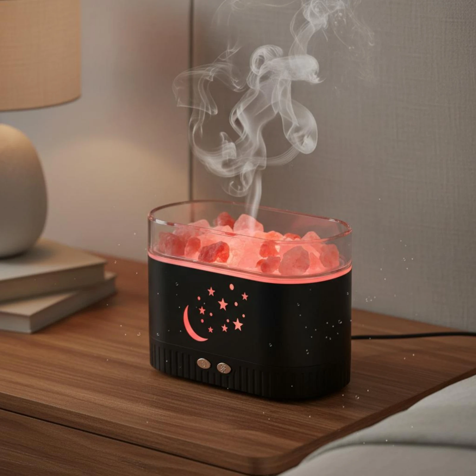 Crystal Mineral Lamp Humidifier Quiet Functioning Mineral Rock Aroma Dispenser Colorful Lighting Spray Generator 2-in-1 Design