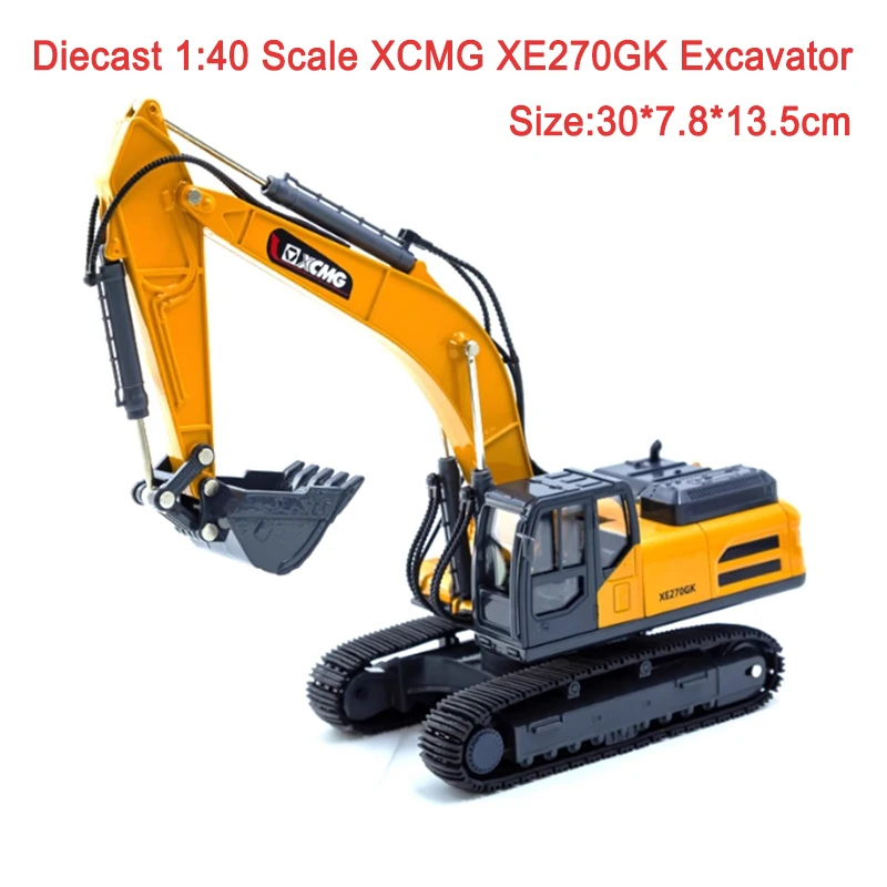 Excavadora XCMG XE270GK a escala 1:40, modelo de vehículo de ingeniería de aleaciones, colección de adornos de recuerdo, regalo de exhibición estática