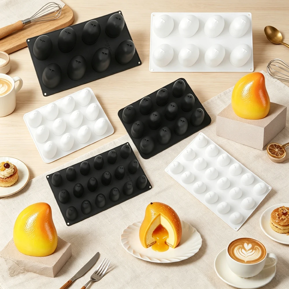 3D Mango Mousse Cake Silicone Mold Chocolate Pudding Dessert French Pastry Baking Mold Realistic Fruit Candle Making Mold