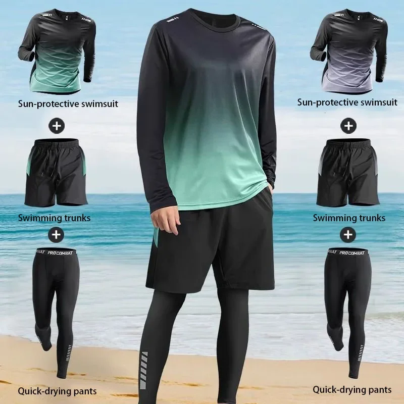 2026 nouveau maillot de bain, maillot de bain pour hommes à manches longues et pantalons longs de protection solaire.