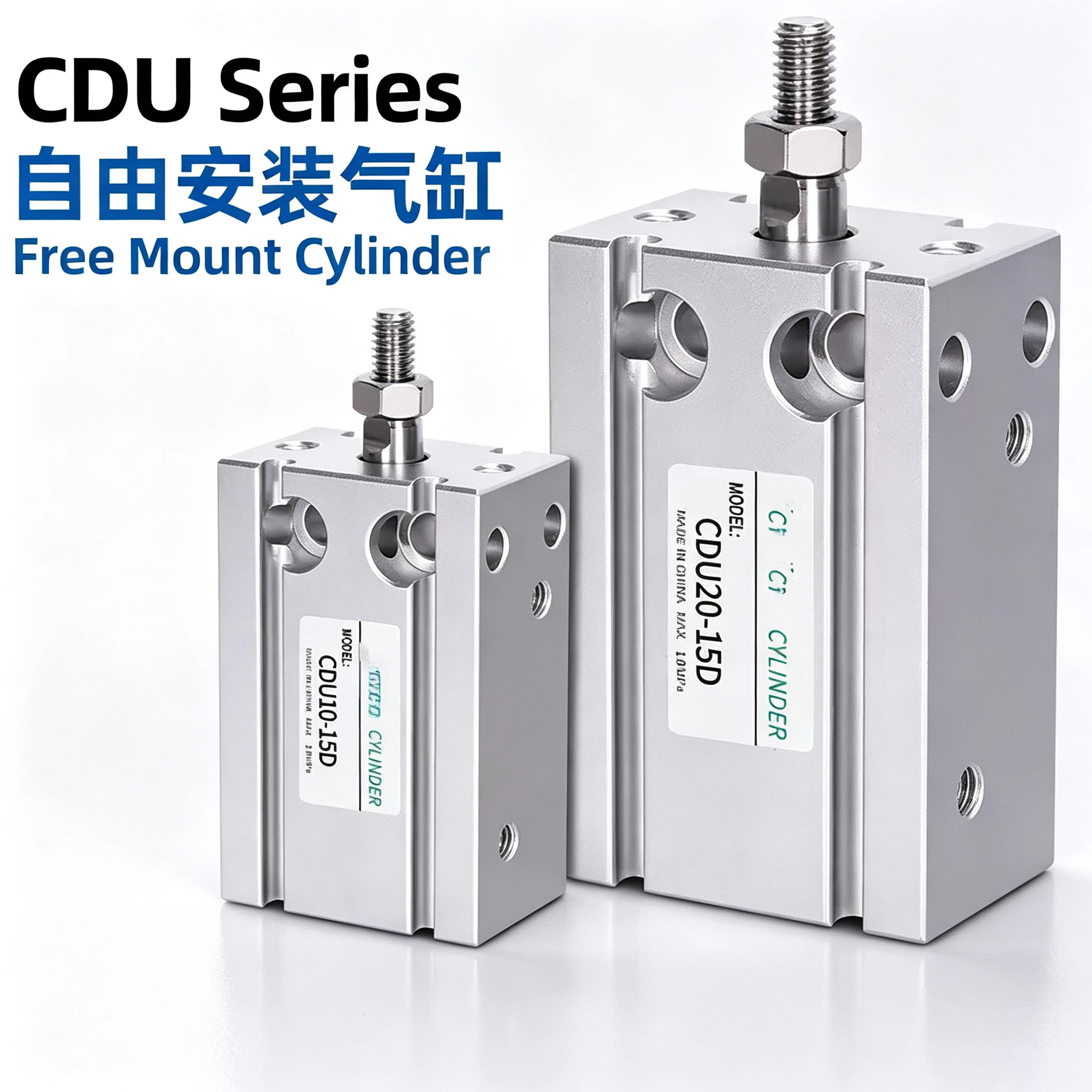 cylinder CDU6 10 16 20 25 32-5/10/15/20/25/30/40/50D Double Acting Single Rod CU CDU Air Pneumatic Free Mount Cylinder
