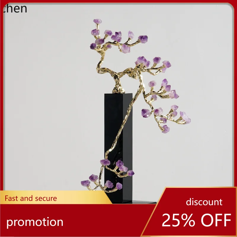 

HXL Creative Fortune Tree Natural Crystal Stone Flower Ornament for Living Room Entryway Desktop Home Decor