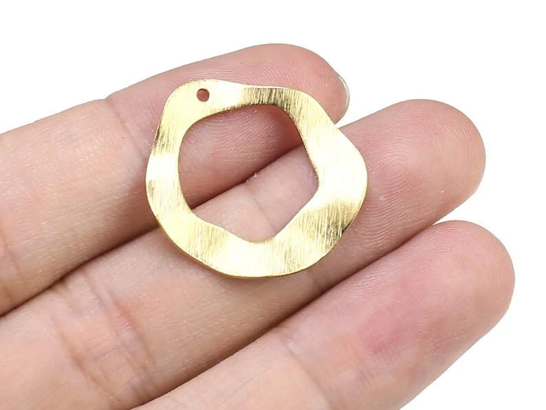 20 piezas de dijes texturizados para pendientes, accesorios de latón redondos ondulados irregulares, 24.8x23x0.8mm, colgante para collar, fabricación de joyas -R2278
