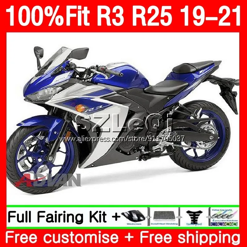 Injection For YAMAHA YZF R3 R25 R 3 25 YZFR25 YZFR3 19 20 21 22 138No.59 Blue silver YZF-R3 YZF-R25 20119 2020 2021 2022 Fairing