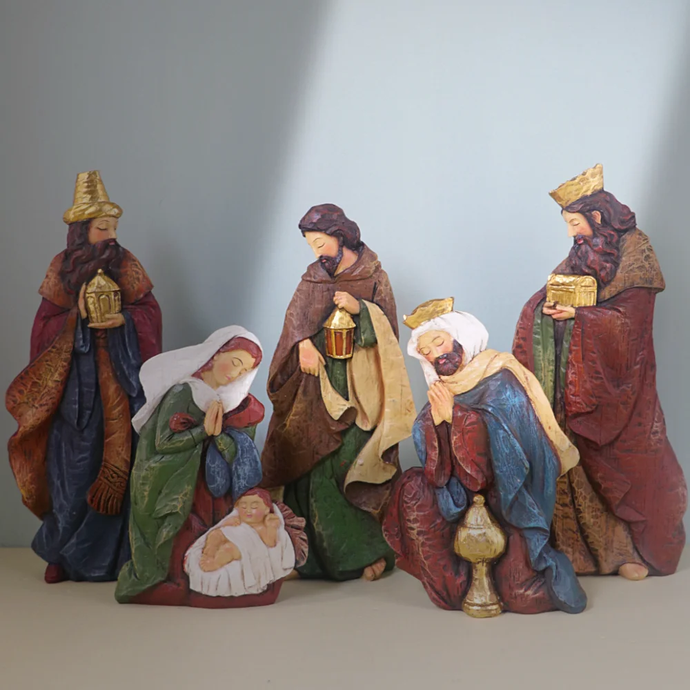 

Рождественские украшения Crèche, религиозные фигуры, Рождественские сцены, изделия из смолы, девственные поделки, домашнее рождественское украшение, интерьерные предметы, подарок