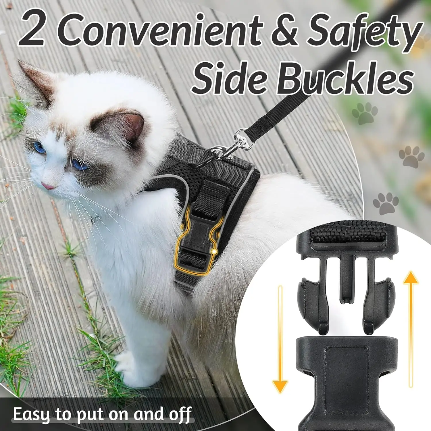 ATUBAN Cat Harness and Leash for Walking,Escape Proof Soft Adjustable Vest Harnesses for Cats,Easy Control Breathable Reflective