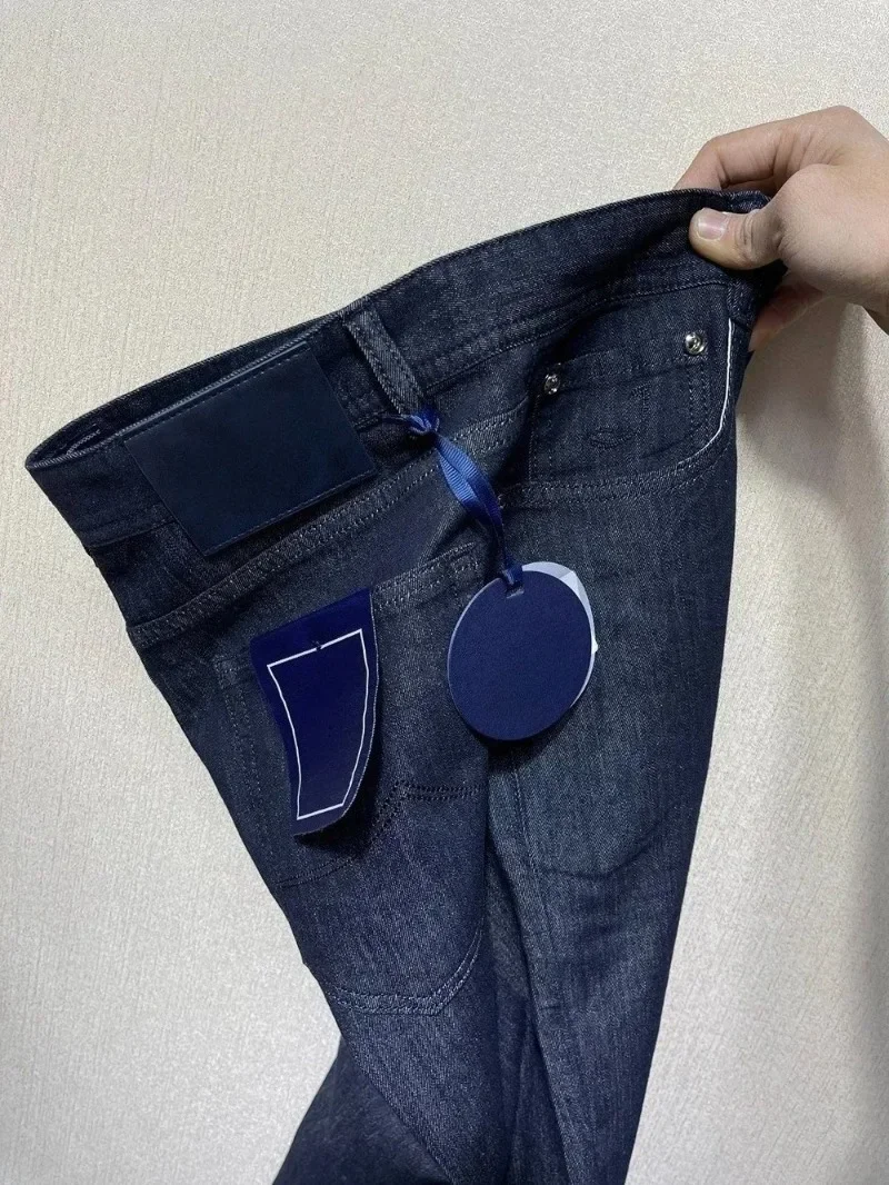 2026 New Men Thin Cotton Embroidery Zipper Jeans Spring Summer New Breathable Straight Denim Pants Big Sizes 30-40