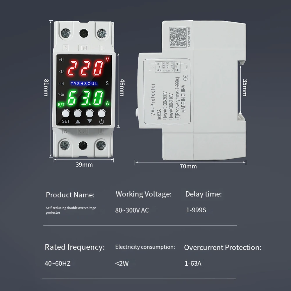 Dual LCD Display Voltage Protector with Intelligent Over Under Current Control and Automatic Electrical System Protection