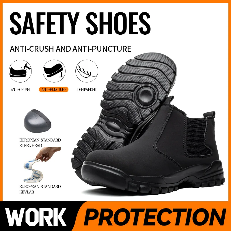 أحذية عمل غير قابلة للتدمير أحذية أمان الرجال أحذية مقاومة للماء الصلب تو العمل أحذية رياضية مكافحة سحق زلة مقاومة أحذية عمل السلامة #4