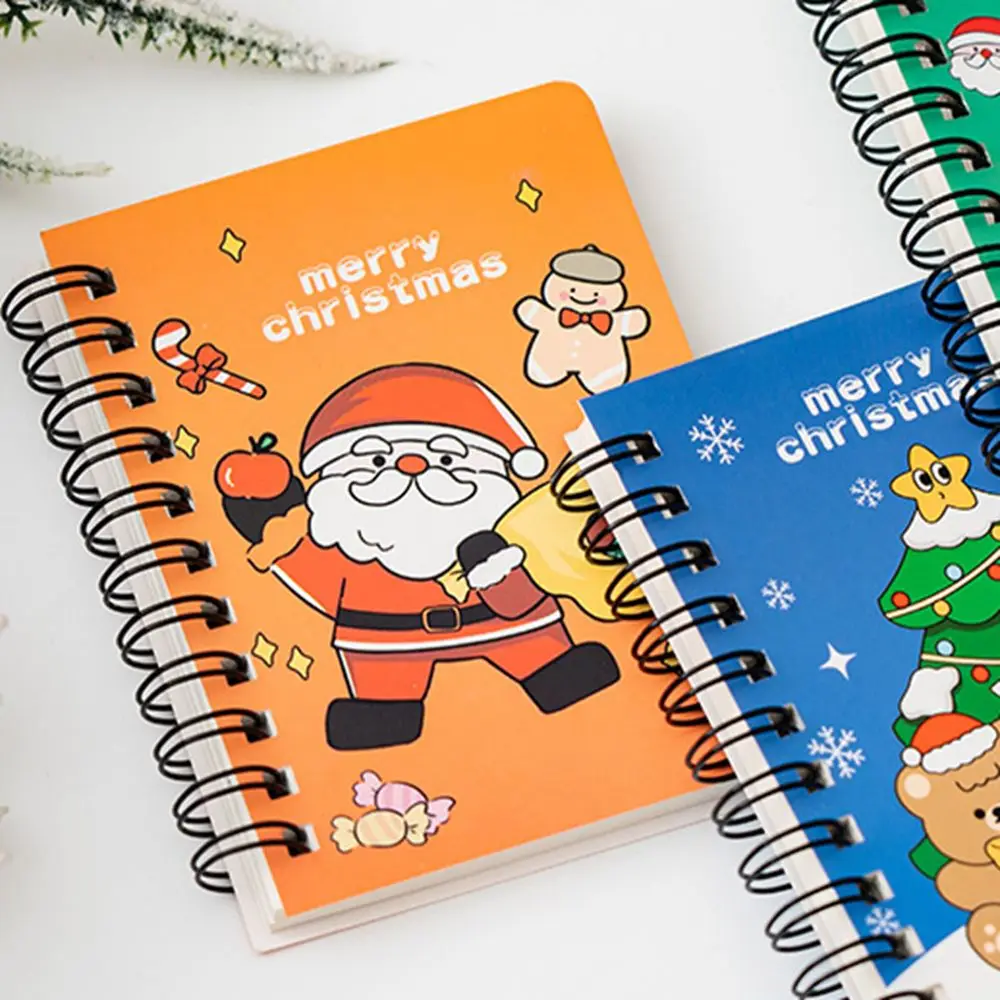 4 ピース/セット取り外し可能なクリスマスコイルメモ帳かわいい漫画ルーズリーフノートブック肥厚サイドフリップコイルブック学校文具