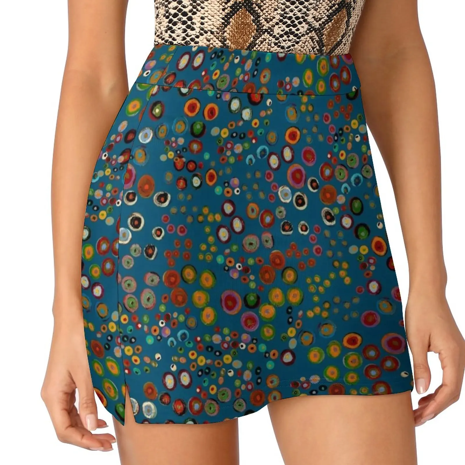 Pesona Spiral Di Tengah Malam Rok Wanita Rok Mini Rok Garis dengan Saku Tersembunyi