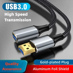 Fast Speed USB3.2 Gen1 5Gbps USB Extend Cable 3.0 16FT Male Female Braided Charge Data Cable USB Extension Kabel for Camera