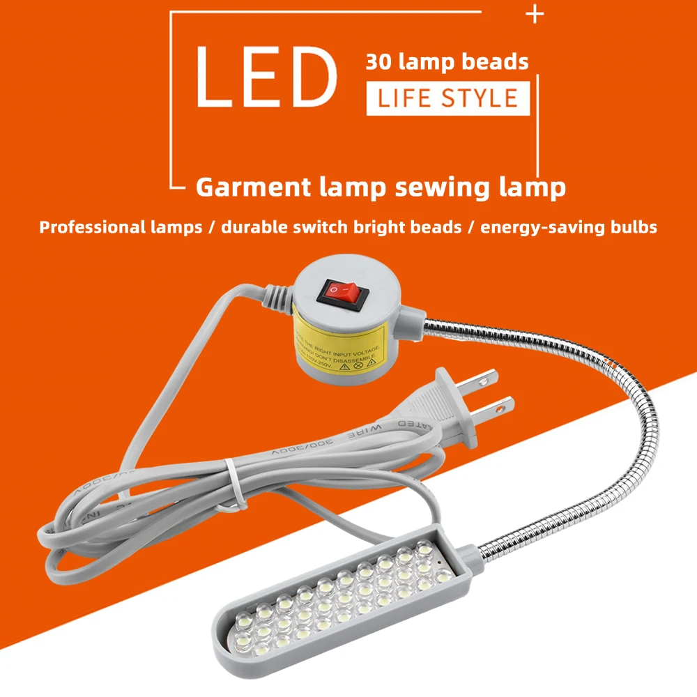 Lampe de travail à base magnétique pour machine à coudre avec aimant, lumière industrielle pour propositions d'établi, 30 LED