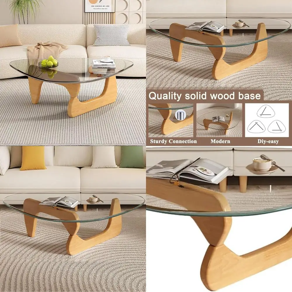 

Compact Mid-Century Modern Glass Coffee Table for Living Spaces and Office