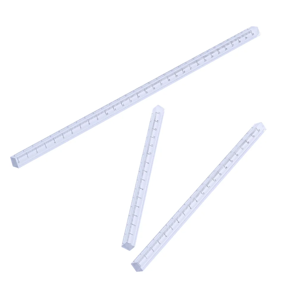 3 Pcs Transparent Ruler Set Square Stick Acrylic Straight Ruler Measuring Tool Professional Drafting Supplies Geometry Ruler